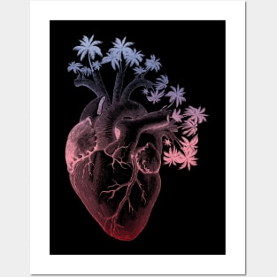 Berry Colored Anatomically Correct Human Heart - Palm Trees Posters and Art